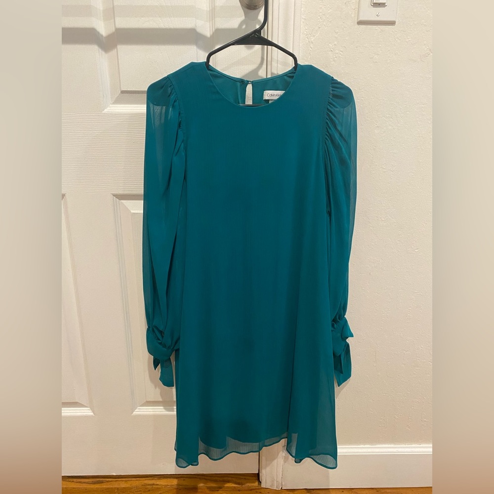 Calvin Klein Teal Lined Dress